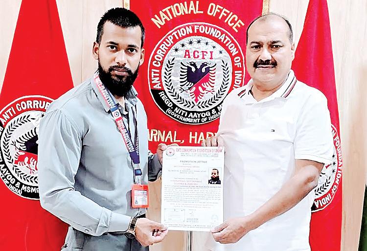 MD Shahnawaz appointed International Chief in-charge of Anti Corruption Foundation of India