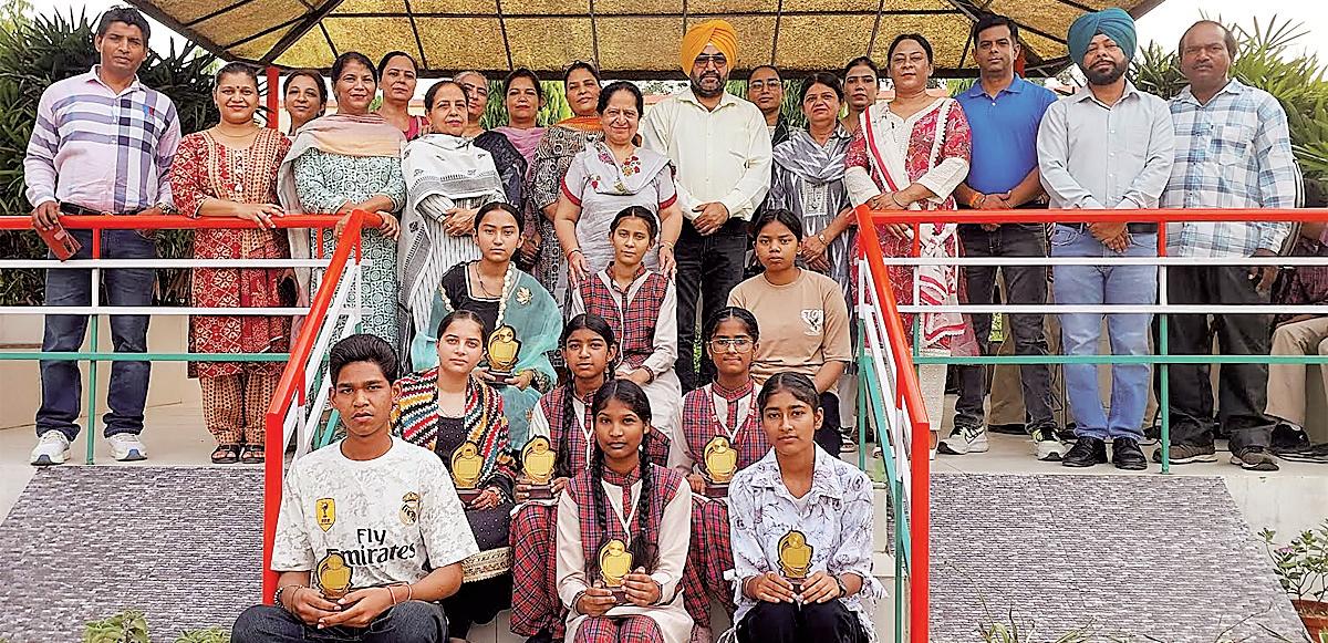 Students of Govt High School Rajpura Town who performed excellently in Class X board results honored