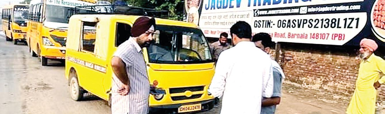 Mansa's transport officer Gagandeep Singh conducts checking of school vans to ensure compliance of safety norms