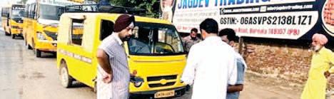 Mansa’s transport officer Gagandeep Singh conducts checking of school vans to ensure compliance of safety norms