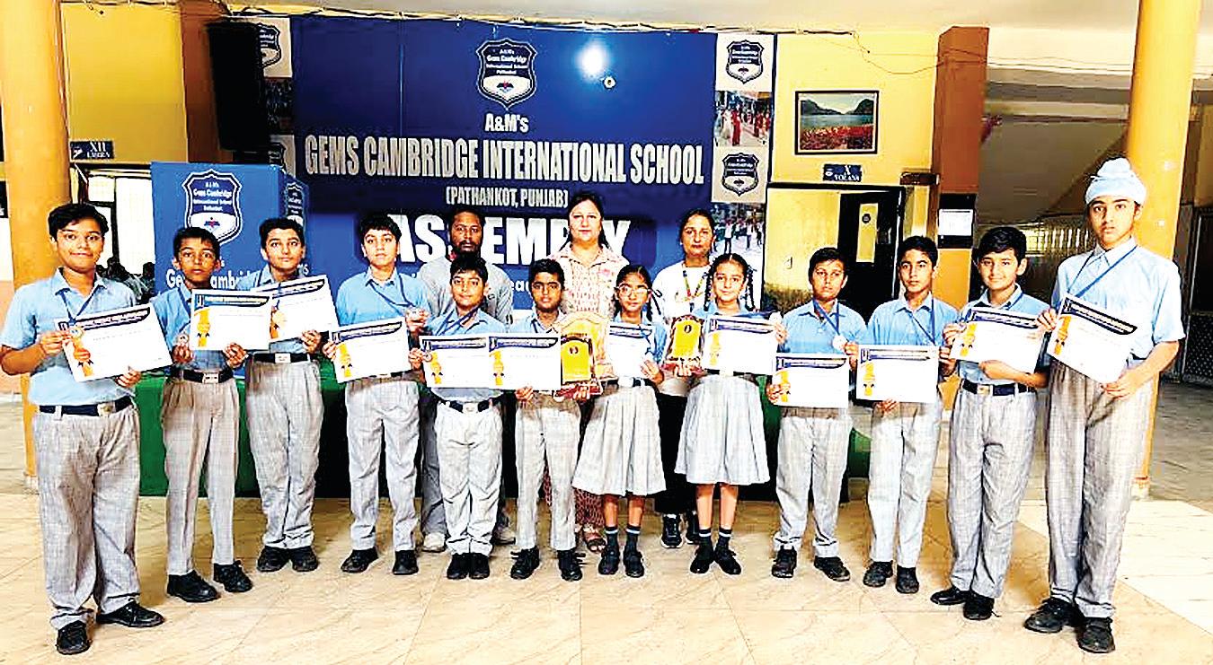 A&M Gems Cambridge International School, Pathankot students shine in District-Level Chess Tournament