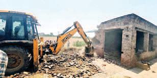 Illegal construction by drug smuggler on Panchayat Land demolished in Chatauli Kalan
