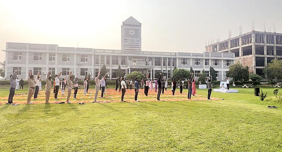 Yoga protocol practice program organised at NIILM University Kaithal