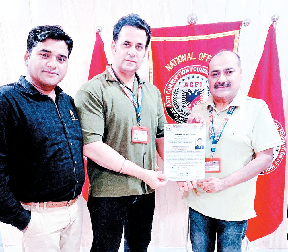 Advocate Sanjeev Sharma appointed State Chief Director of Anti Corruption Foundation