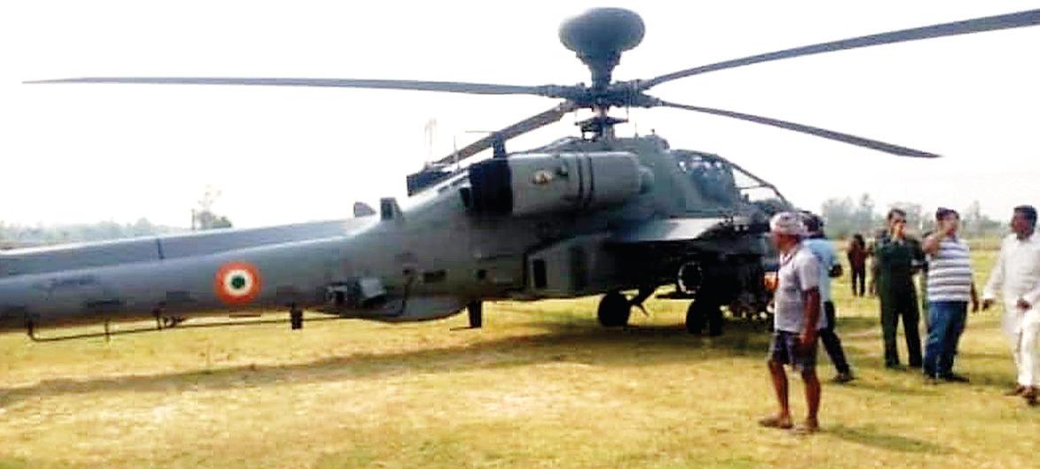 Apache helicopter makes emergency landing in Haled village