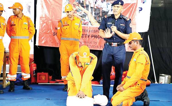 NDRF conducts life-saving disaster management session for NCC Naval Cadets at Partap World School