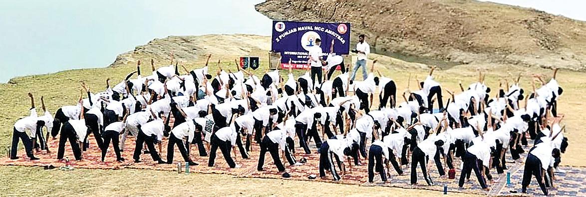 NCC Naval Cadets celebrate International Yoga Day on banks of Ranjit Sagar Dam