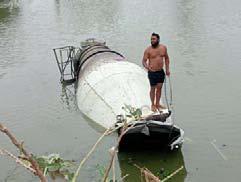 Mixer tipper plunges into pond near Moga; three injured, driver untraceable for 20 hours