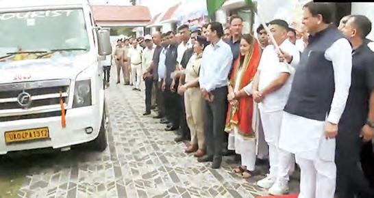 CM Dhami flags off first group of Kailash Mansarovar pilgrims from Tanakpur