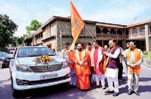 CM Dhami flags off Kalash Yatra for Surya idol Jalabhishek in Kushinagar