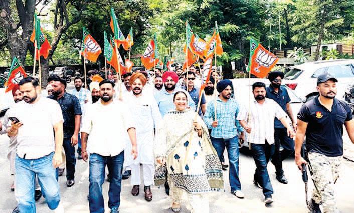 BJP activists congratulate Ashwani Sharma
