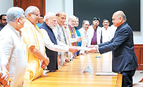 CP Radhakrishnan files nomination papers in presence of PM Modi