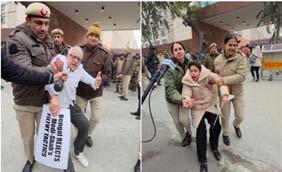 TMC MPs stage protest outside HM office over raids on I-PAC, detained