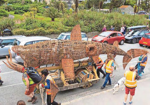 'Basket Shark' delivers marine pollution message to the public