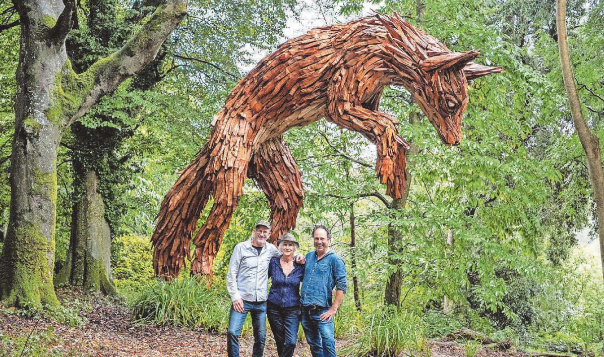 Giant leaping vixen added to Heligan’s sculptures