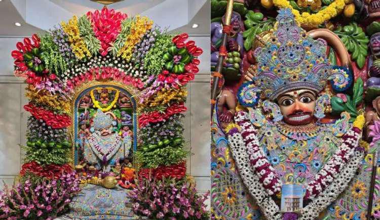 વસંત પંચમીએ કષ્ટભંજનદેવને સેવંતીના ફુલોનો શણગાર । મથુરામાં બનેલા વાઘા દાદાને પહેરાવાયા