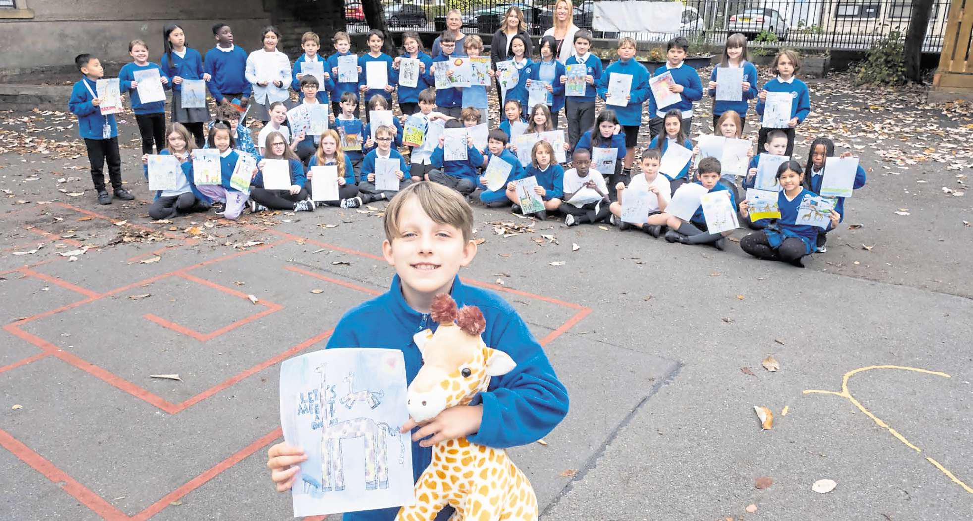 Nathan walks tall with giraffe design head and shoulders above the rest