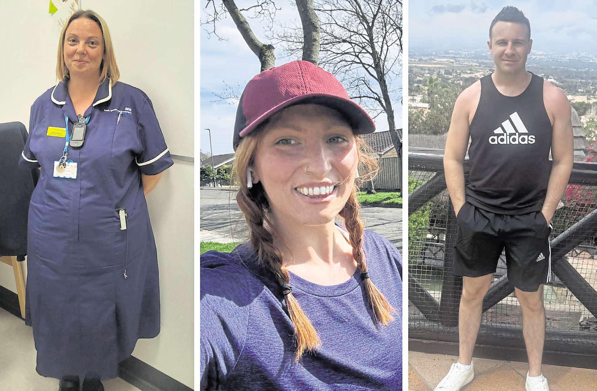 Health workers pulling on running shoes to hit the road to help charity
