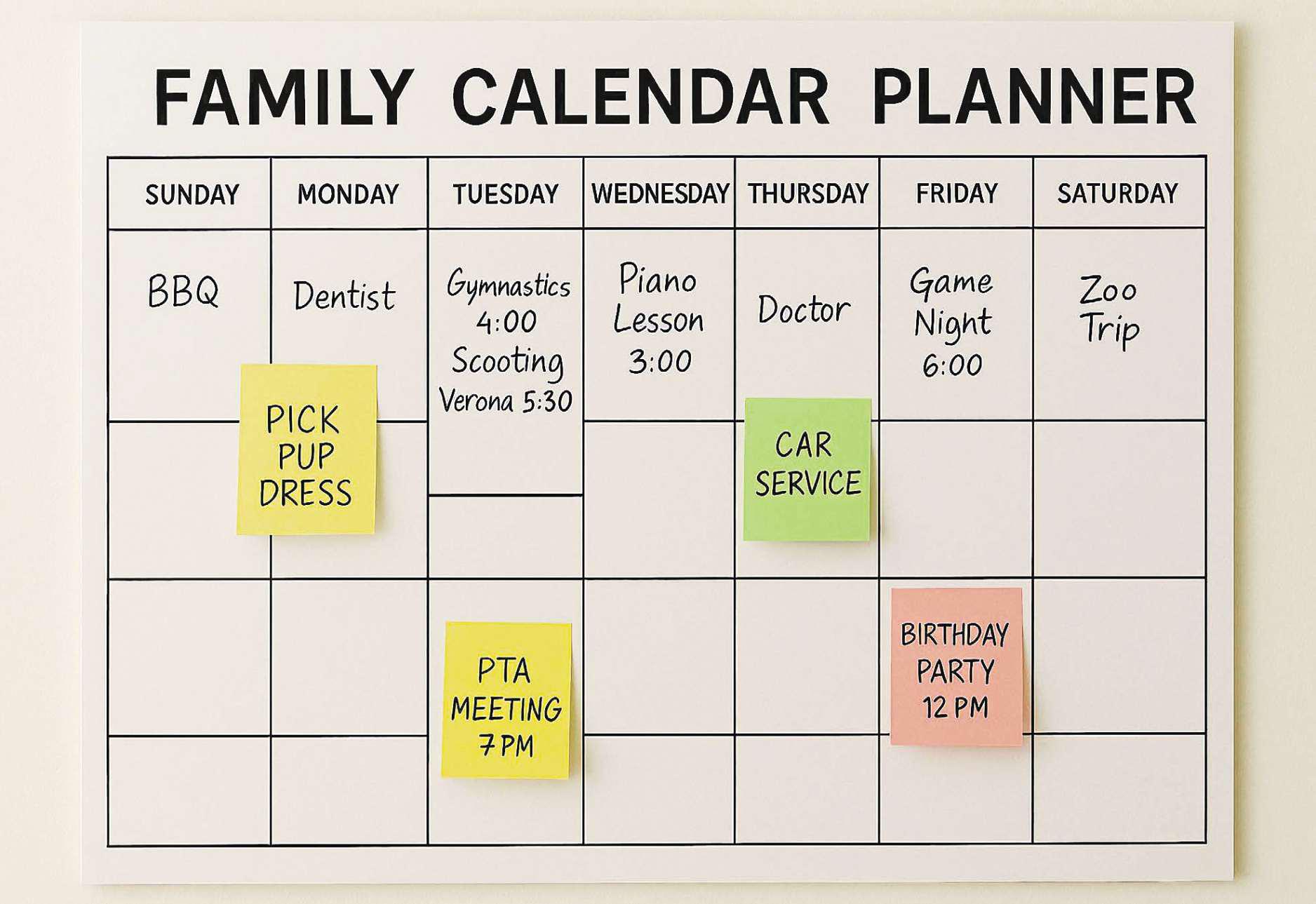 Our family calendar yet another reminder of how life's rushing by