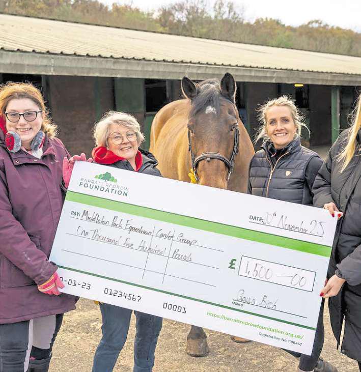 Housebuilder donates £1,500 to Leeds horse riding charity