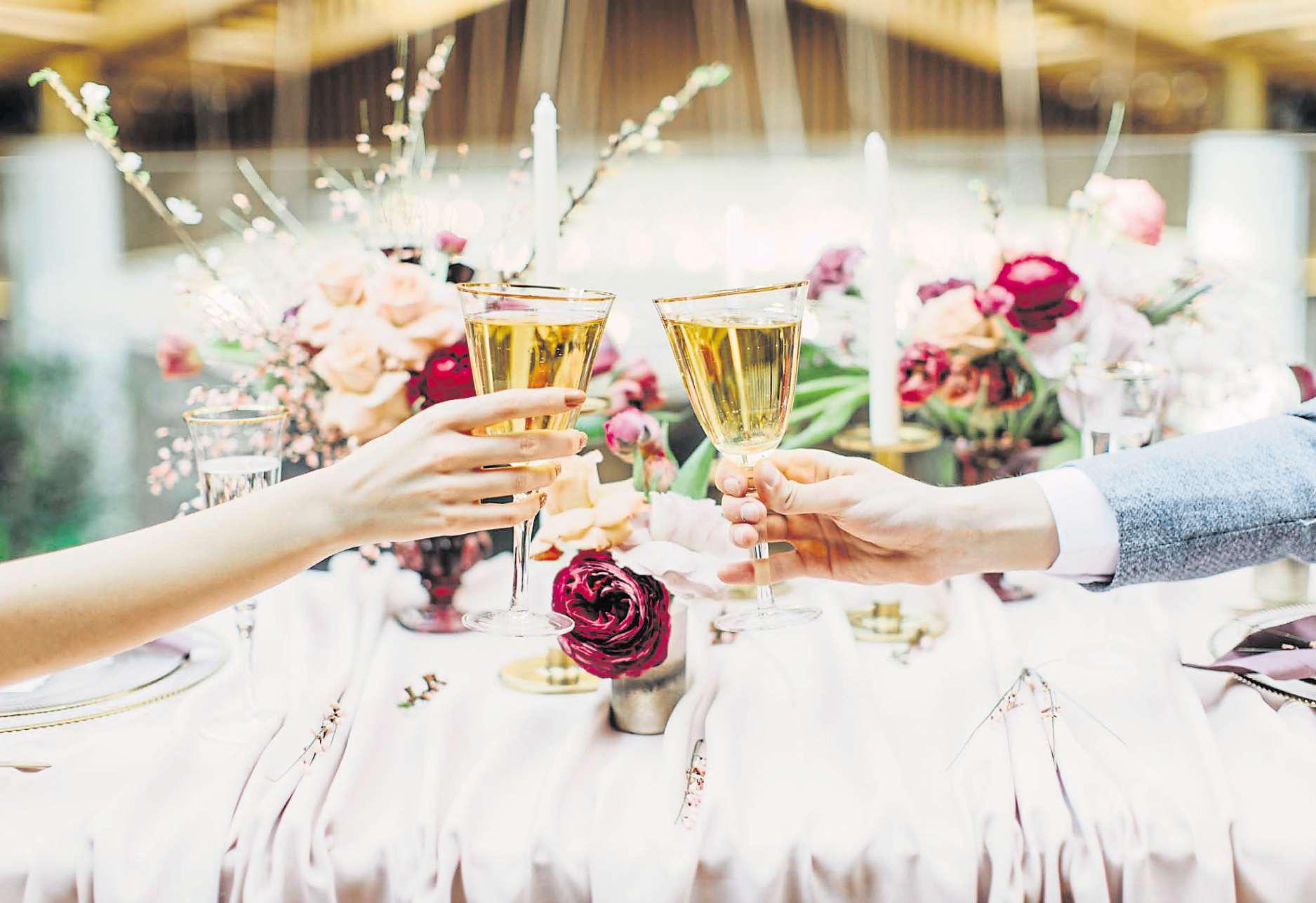 Good things come in threes for the happy couple's nuptials