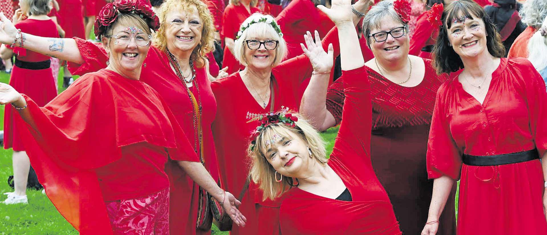 Ladies in red hitting the Heights