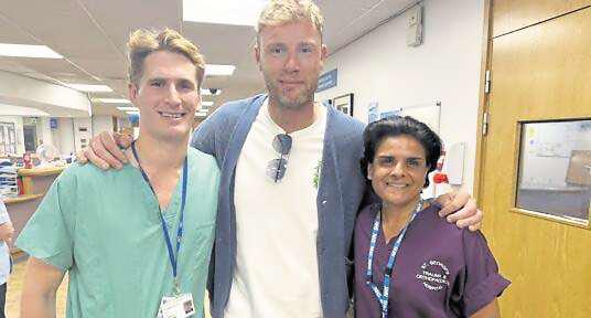 Flintoff returns to thank NHS staff who cared for him after car crash