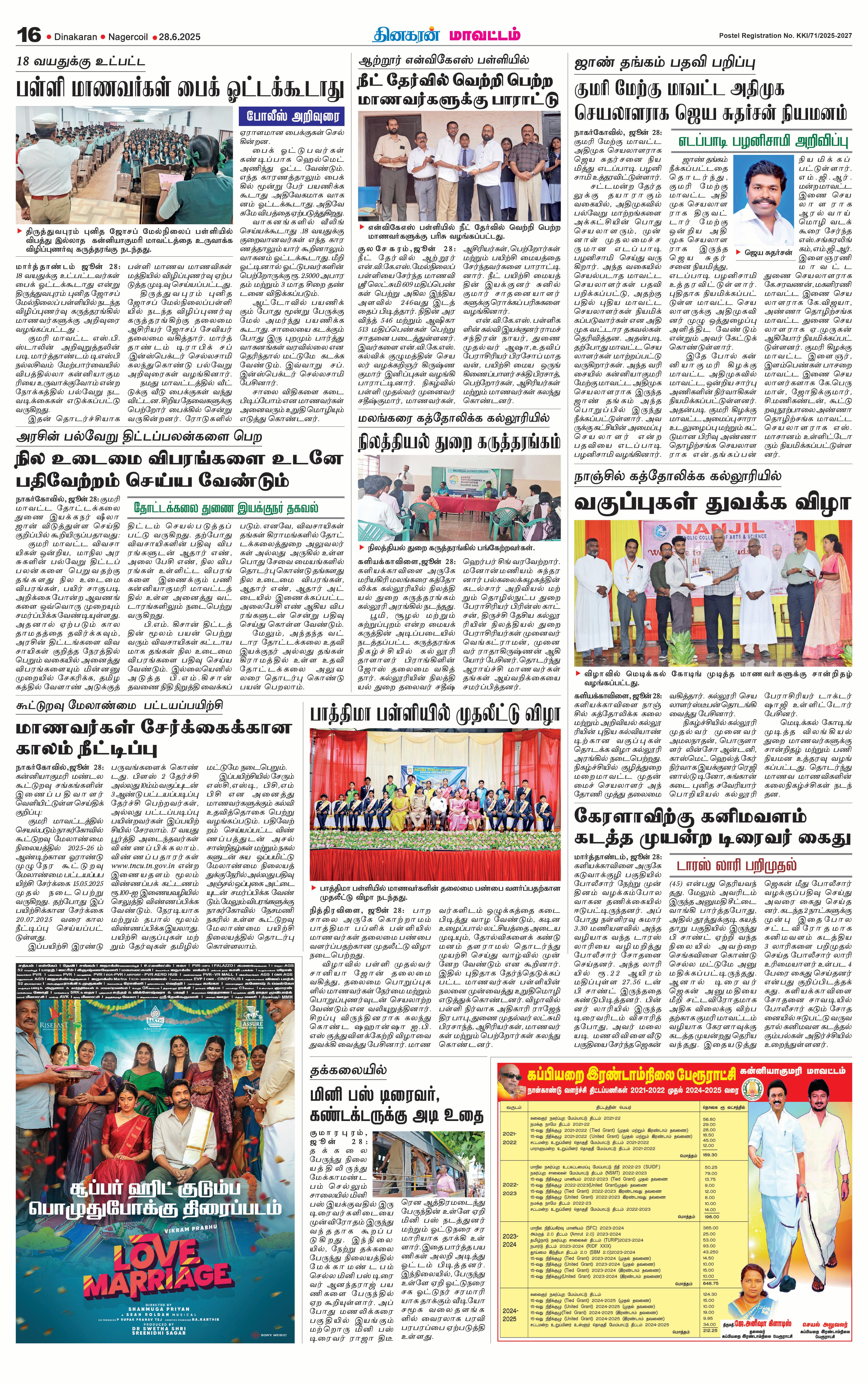 பாத்திமா பள்ளியில் முதலீட்டு விழா