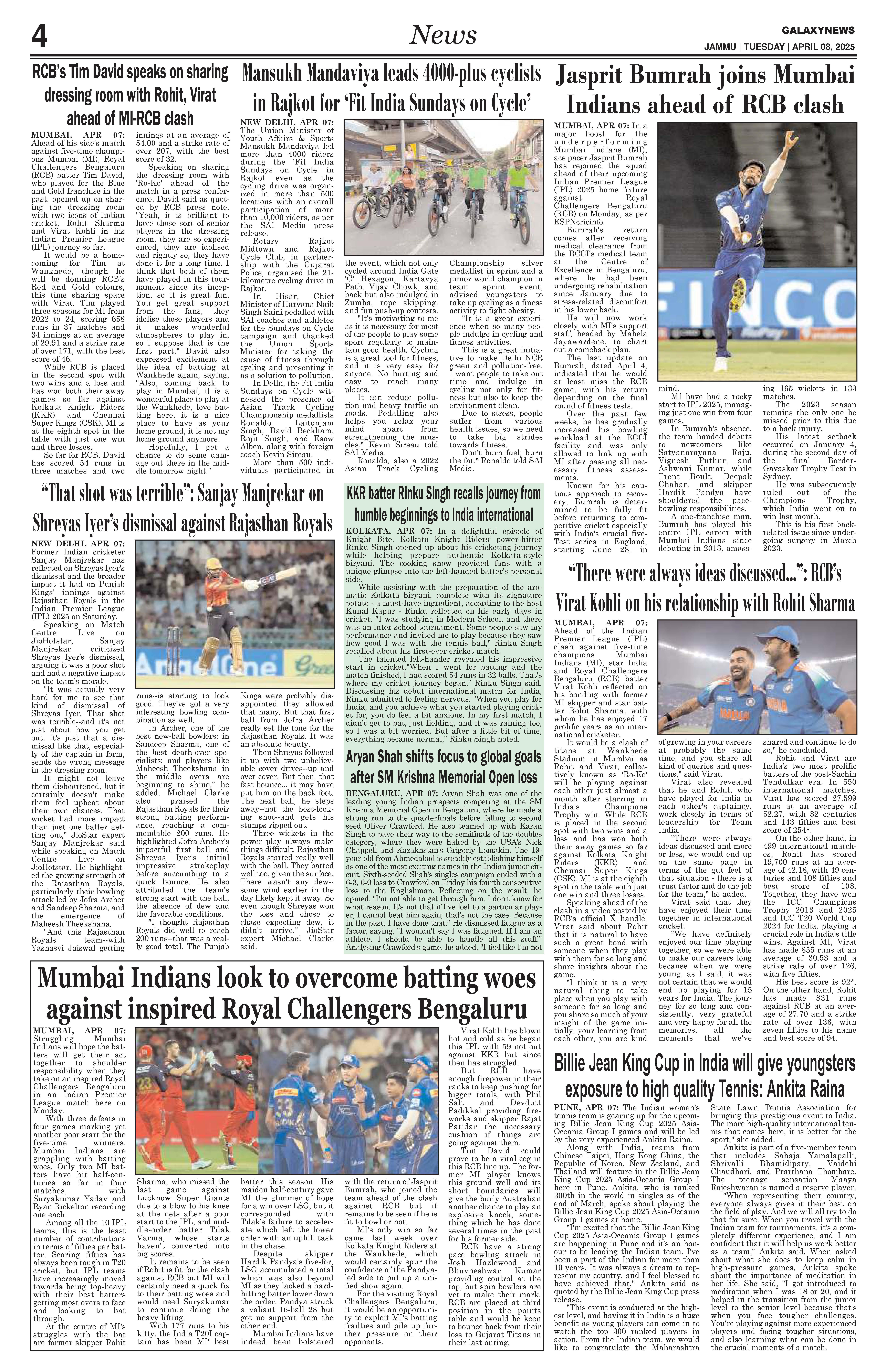 Jasprit Bumrah joins Mumbai Indians ahead of RCB clash