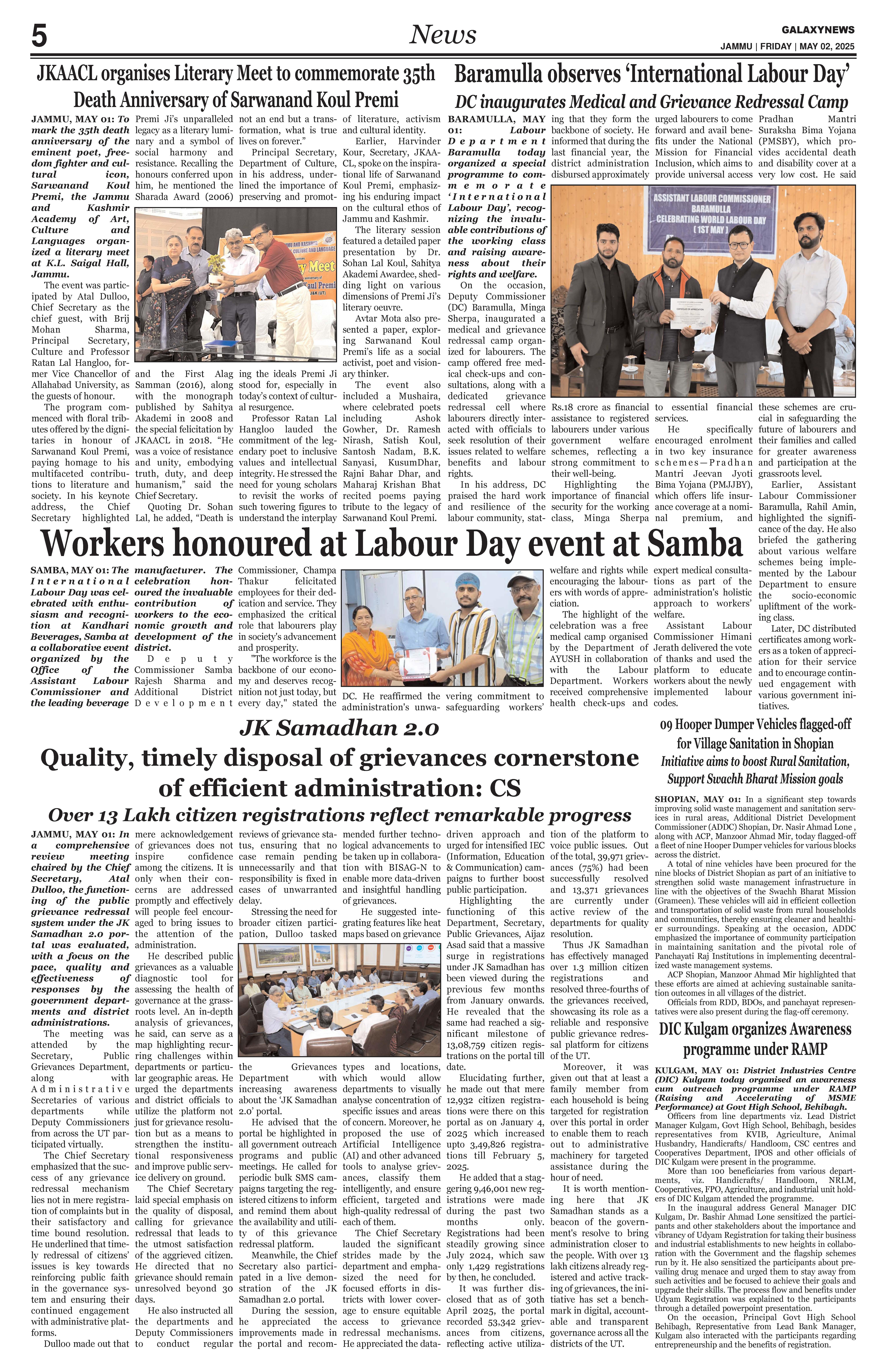 Workers honoured at Labour Day event at Samba