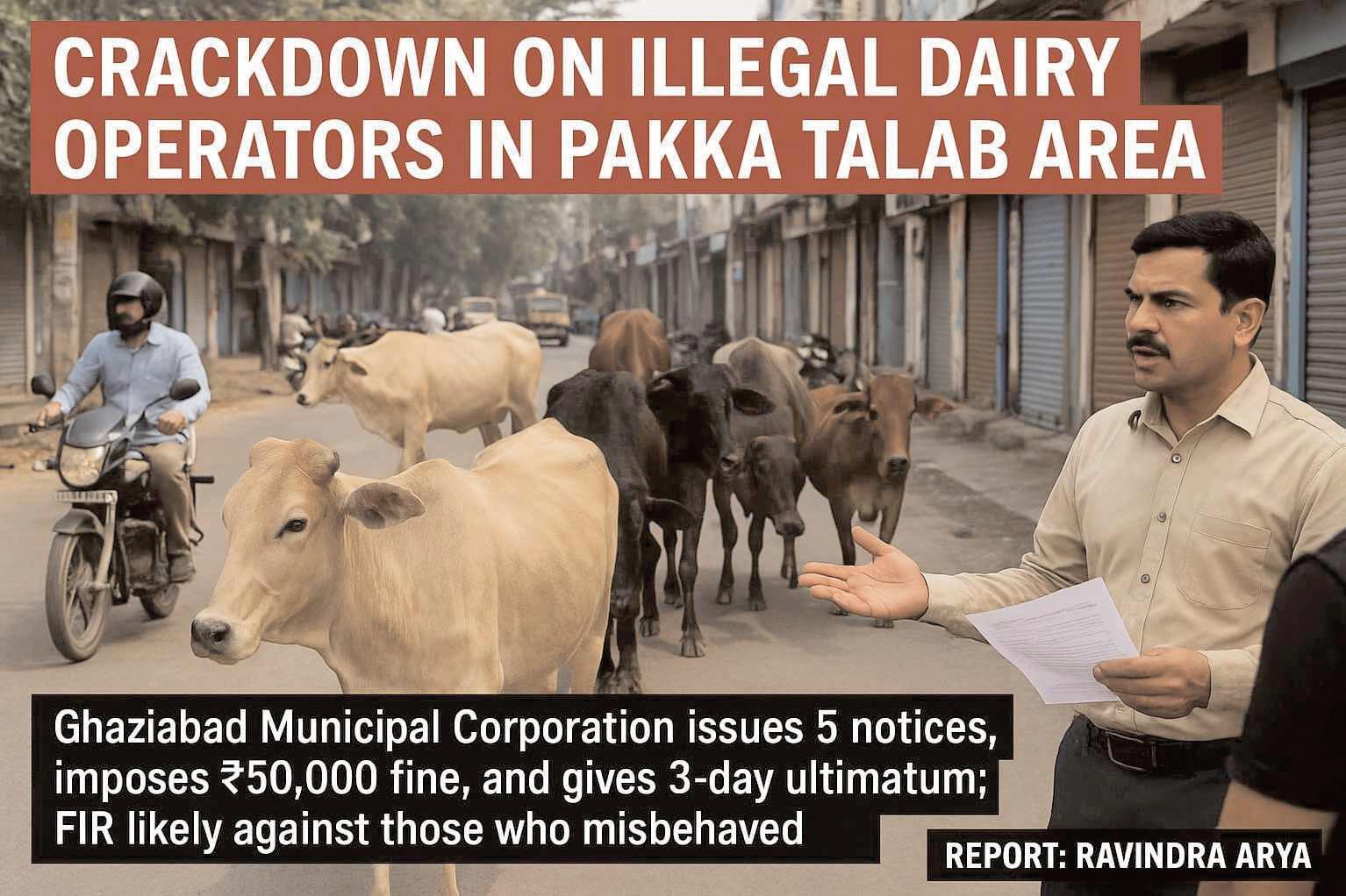 Encroachment Without Registry, Cattle on Roads, and Misbehavior with Officials: Crackdown on Illegal Dairy Operators in Pakka Talab Area