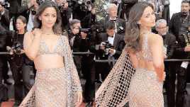Alia Bhatt wears a Gucci saree made of Swarovski crystals for Cannes 2025 closing ceremony