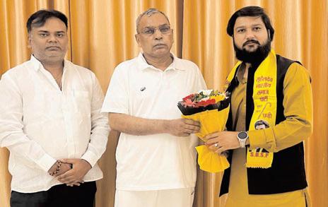 SBSP J&K President Vivek Bali Meets Cabinet Minister Om Prakash Rajbhar in Lucknow