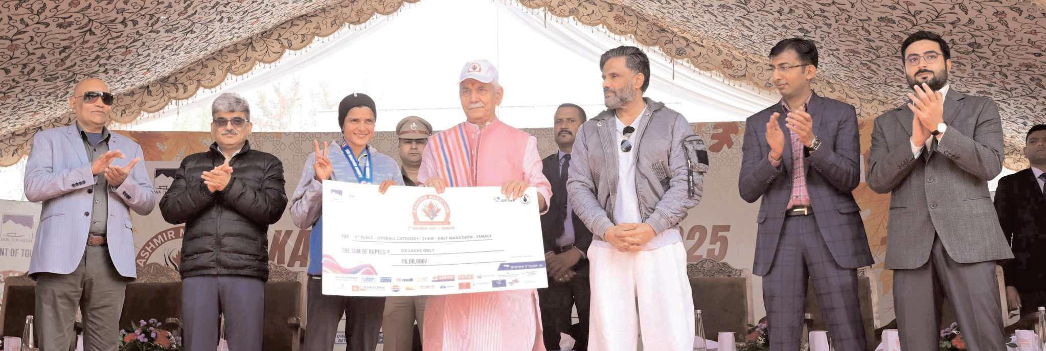 Lieutenant Governor Felicitates the Winners of Kashmir Marathon-2025