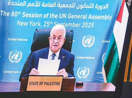 Palestinian leader tells UN no role for Hamas in state