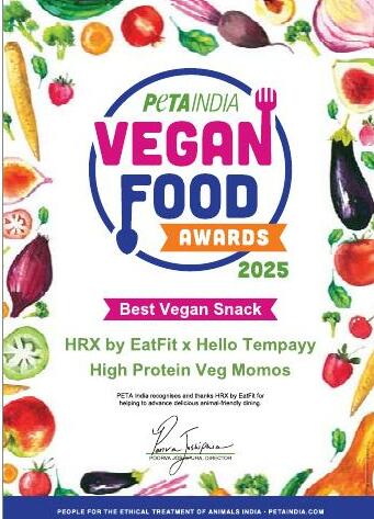 HRX by EatFit and Hello Tempayy Win PETA India's Best Vegan Snack Award for 2025