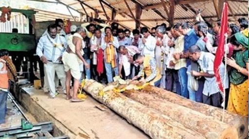 Chariot construction for Rath Yatra begins with wood slicing on Ram Navami