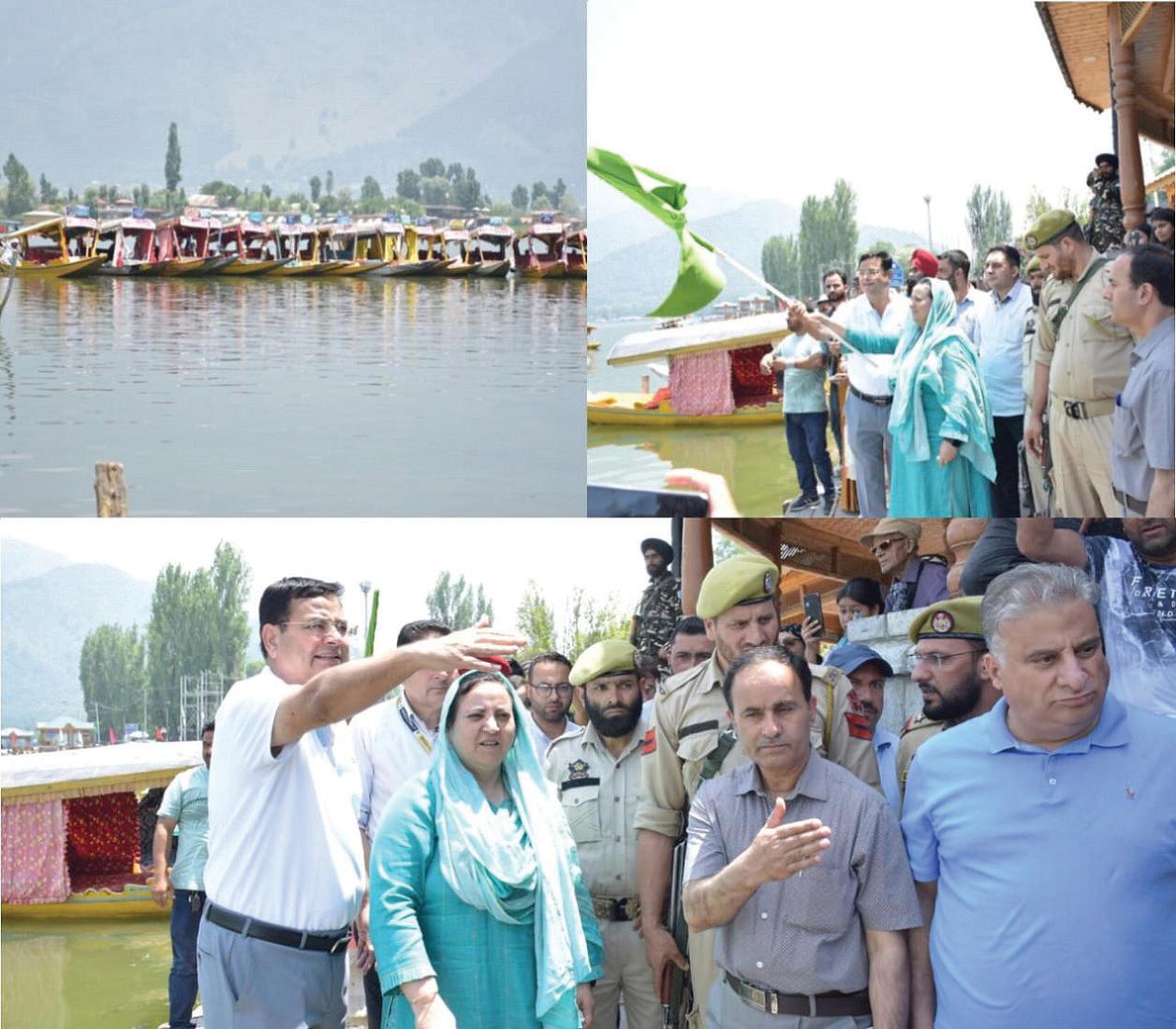 Sakeena Itoo flags off 6th Aryans Shikara Race at Srinagar
