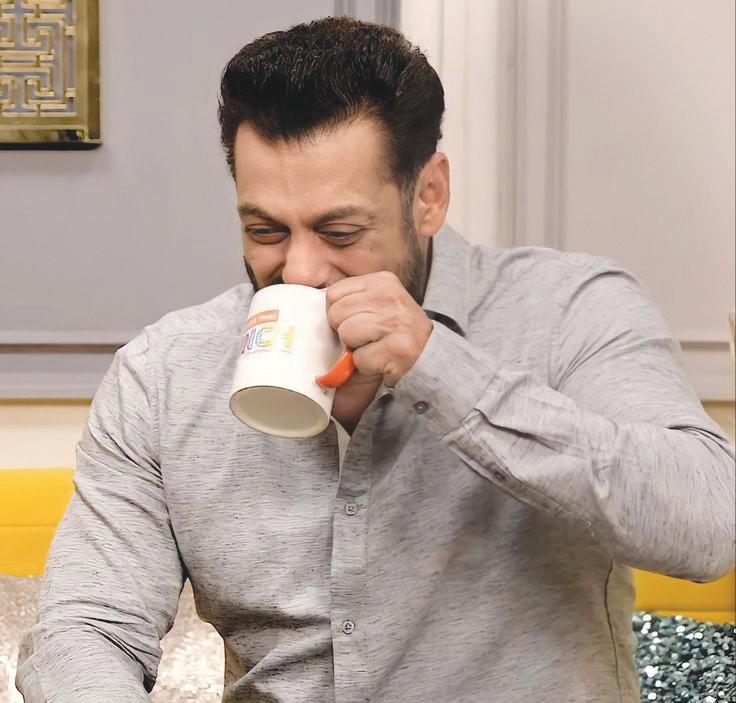 Salman Khan's chill Sunday pic, keeps it cool in casual grey while sipping from a Being Human mug