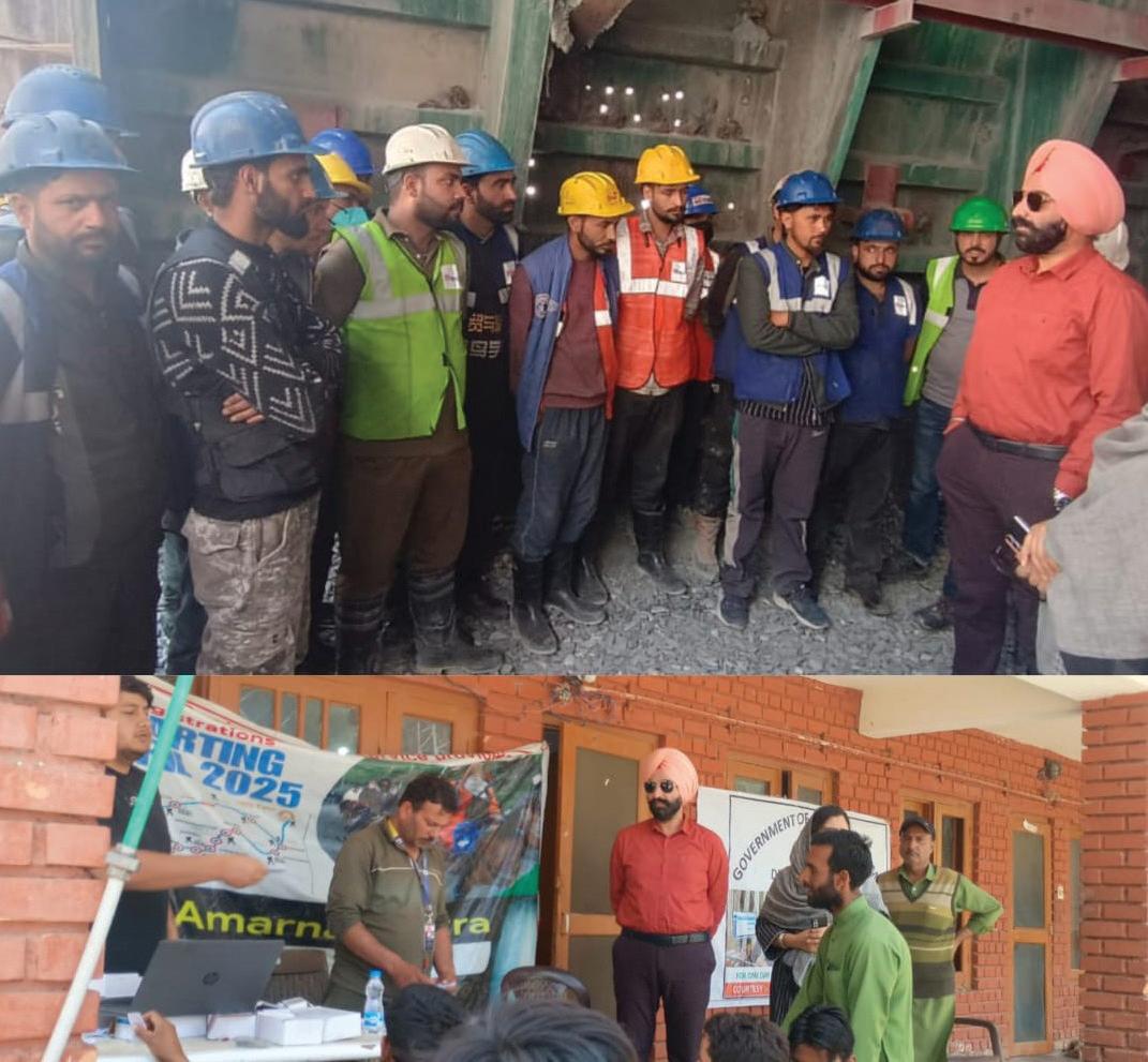 Labour Commissioner reviews SANJY Registration Camp Sonmarg, labour welfare measures at Zojila Tunnel