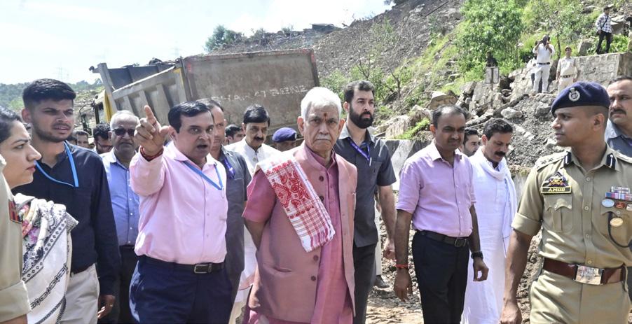 LG Sinha inspects National Highway restoration at Thard