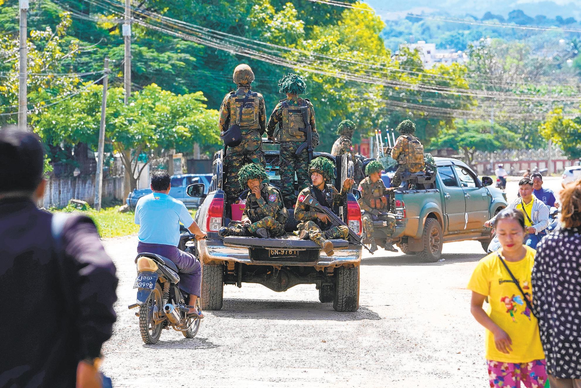 Myanmar town left battered