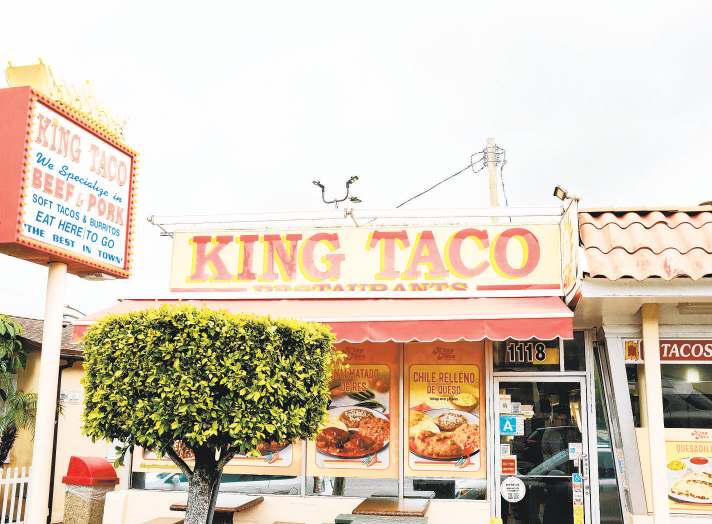 Historic label on the table for King Taco